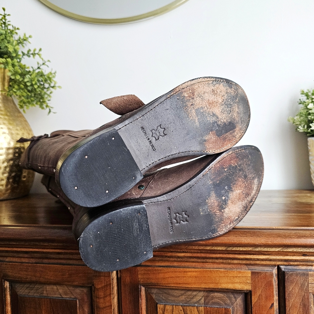 DV By Dolce Vita Brown Leather Equestrian Riding Knee High Rustic Tall Boots 8.5 - Picture 12 of 16